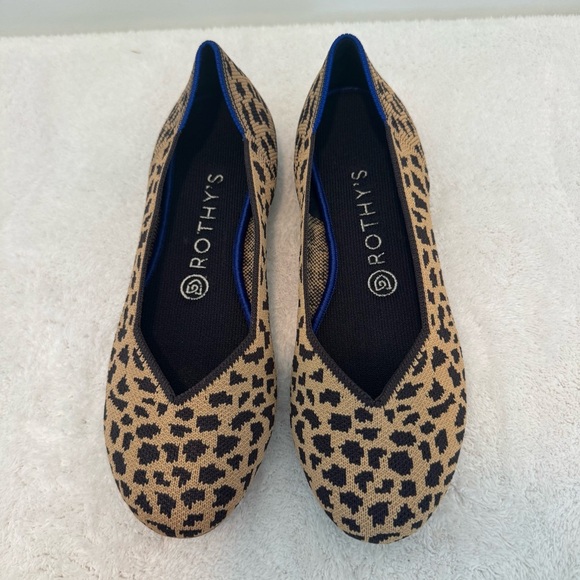 Rothys Shoes The Flat Leopard Print Ballet Flats Round Toe Sz 8 - Picture 1 of 8